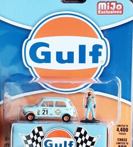 MODELO ESCALA 1/64 1967 AUSTIN MINI COOPER GULF RACING / MIJO EXCLUSIVE