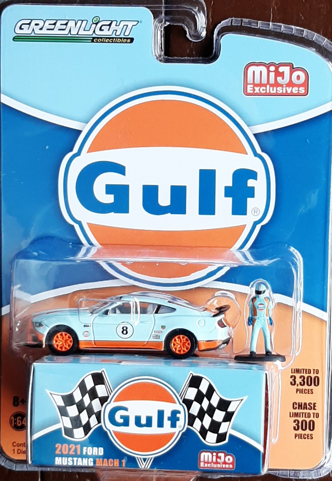 MODELO ESCALA 1/64 2021 MUSTANG MACH GULF RACING / MIJO EXCLUSIVE