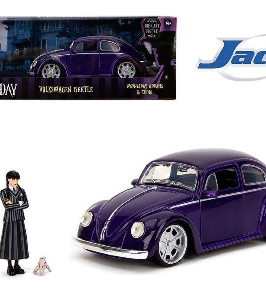 Jada 1:24 Volkswagen Beetle with Wednesday Addams and Thing Figures – Hollywood Rides - MERLINA ADAMS