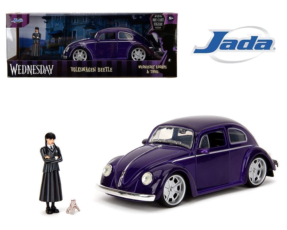 Jada 1:24 Volkswagen Beetle with Wednesday Addams and Thing Figures – Hollywood Rides - MERLINA ADAMS