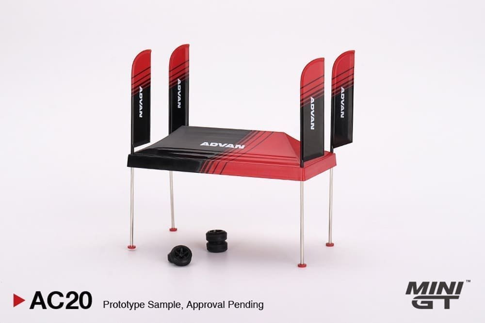 Mini GT 1:64 Paddock Service Tent Set ADVAN - Juego de carpa de servicio Paddock ADVAN