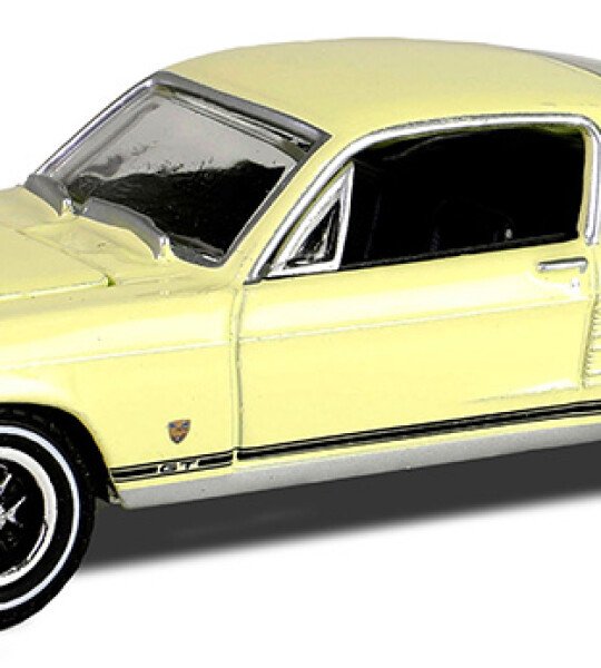 MODELO ESCALA 1/64 1967 Ford Mustang GT Fastback High Country Special in Aspen Gold