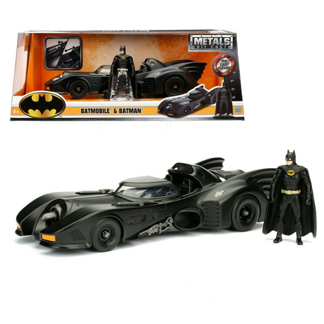 MODELO ESCALA 1:24 Metals Diecast 1989 Batmobile with Die Cast Batman Figure (Black)