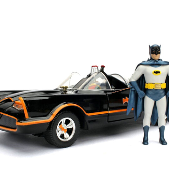 MODELO ESCALA 1:24 W/B Metals - 1966 Classic TV Series Batmobile W/ Batman & Robin Figures