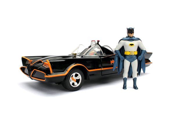 MODELO ESCALA 1:24 W/B Metals - 1966 Classic TV Series Batmobile W/ Batman & Robin Figures