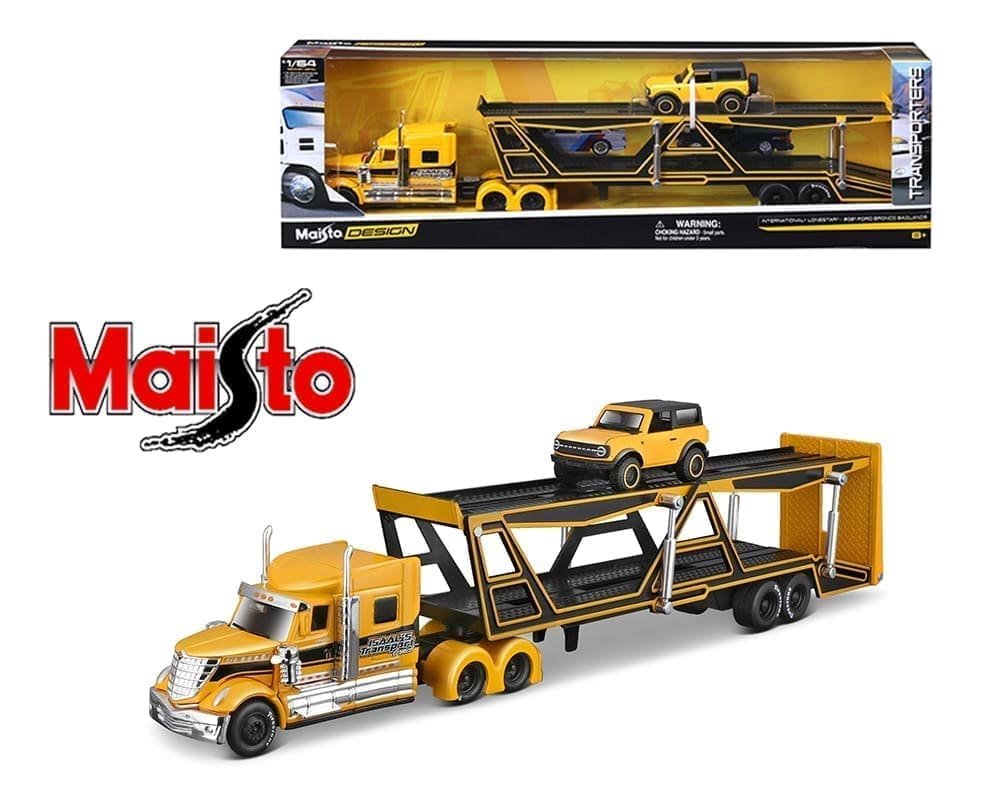 Maisto 1:64 International LoneStar and 2021 Ford Bronco Badlands – Yellow – Design Transporters - PRECIOS ESPECIALES TRAILER