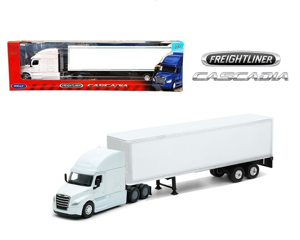 Welly 1:64 Freightliner Cascadia Tractor Trailer – Plain White – Transporter - PRECIOS ESPECIALES