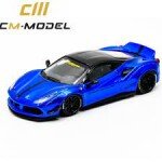 MODELO ESCALA 1/64 FERRARI 488 LB LIBERTY WALK METALLIC CHROME BLUE LIMITED EDITION CON LICENCIA DE FABRICA