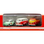 Motor City Classics 1:72 Coca-Cola Volkswagen Gift Set of 3- Samba, Beetle, T1 Pickup