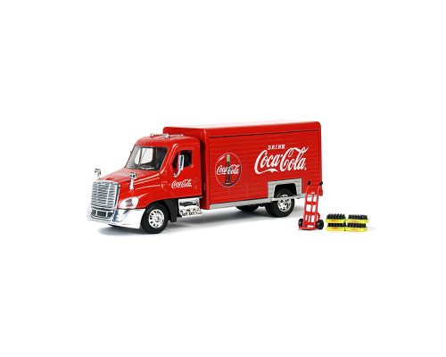 Motor City Classics 1:50 Coca-Cola Beverage Delivery Truck with 2 Sliding Doors & Accessories – Red
