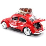 1966 VW Beetle with Bottle on Top Rack 1:24 Scale Diecast Model Car by Motor City Classics - coca cola