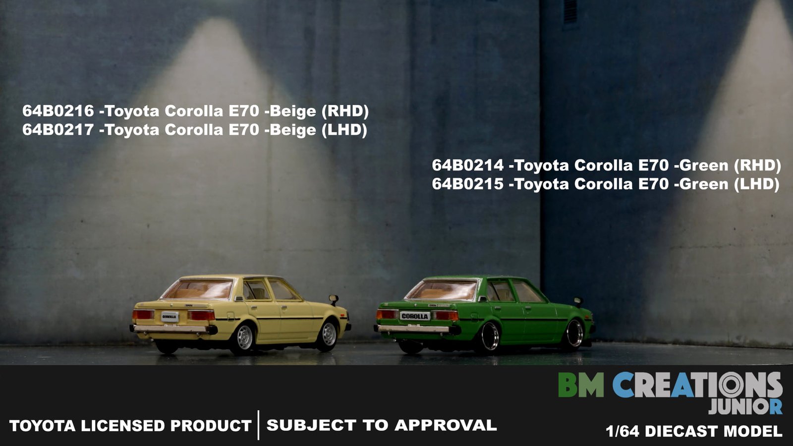 Miniature Toyota Corolla E70 BM Creations 1/64 - Noire LHD - Neuve