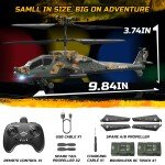 DEERC SQN040 Apache, remote control helicopter, camouflage paint - HELICOPTERIO RADIO CONTROL