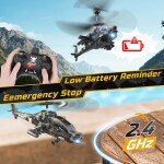 DEERC SQN040 Apache, RC helicopter, grey - HELICOPTERO RADIO CONTROL