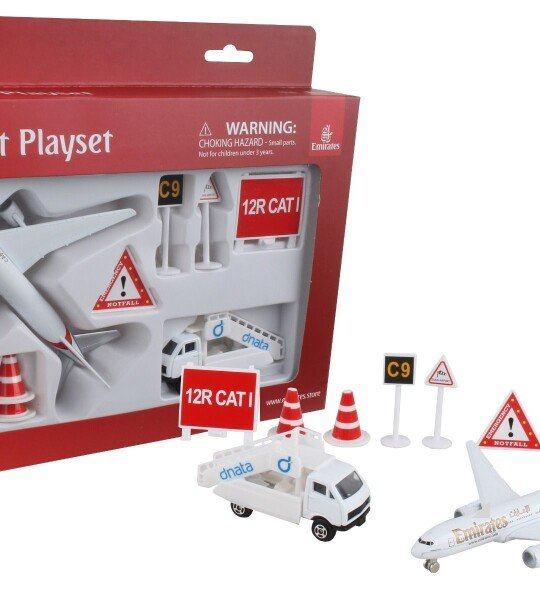 AVION A ESCALA EMIRATES SMALL PLAYSET - SET COMPLETO