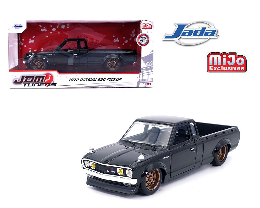 MODELO Jada 1:24 1972 Datsun 620 Pickup Black – JDM Tuners – MiJo Exclusives Limited Edition