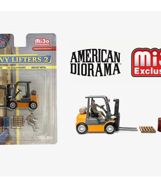 American Diorama 1:64 Figures Heavy Lifters Forklift Set II – MiJo Exclusives MONTACARGA
