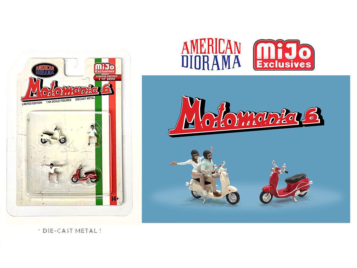 MODELO ESCALA DIORAMA American Diorama 1:64 Moto mania 6 Set – Limited 4,800 Set – MiJo Exclusives - vespa