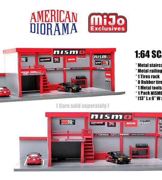 MODELO ESCALA 1:64 Garage Diorama with Advan Yokohama Stickers Included