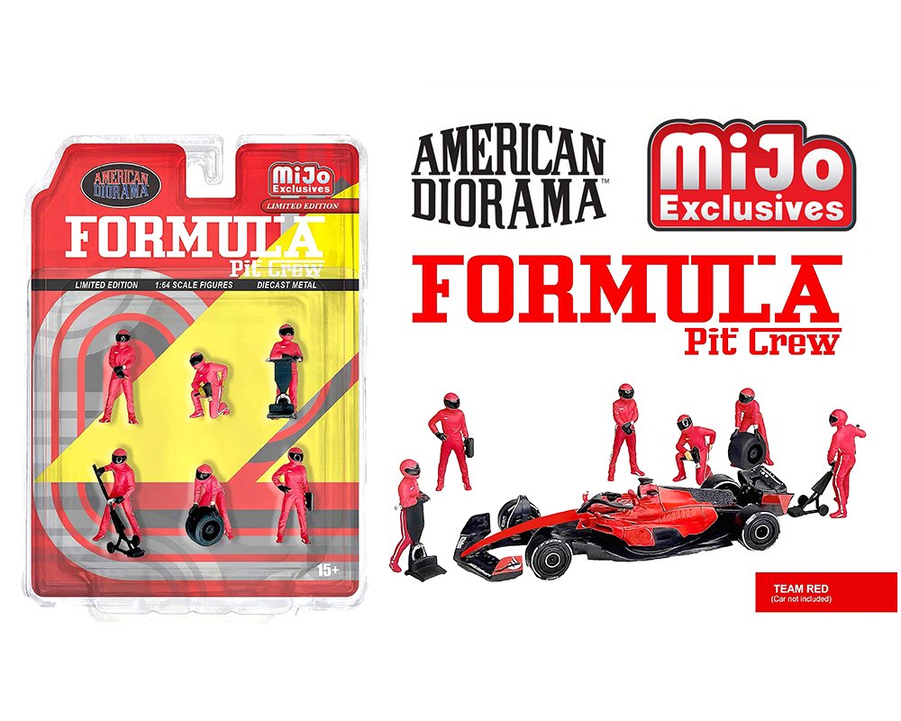 American Diorama 1:64 Figures Formula Pit Crew – Team Red – MiJo Exclusives - figuras metalicas formula 1