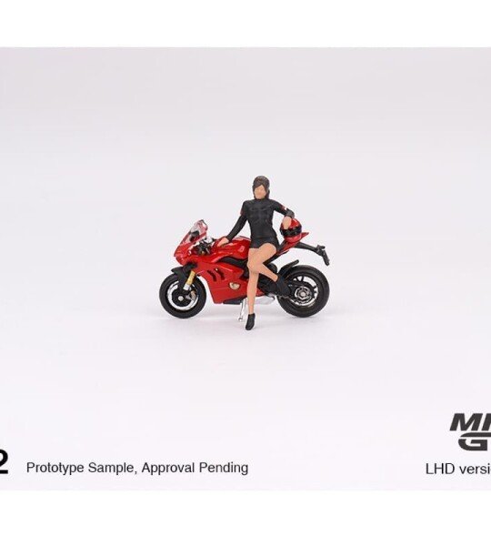 Mini GT 1:64 Ducati Panigale V4 S with Ducati Girl Figure - MOTO METALICA CON FIGURA