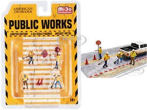 MODELO ESCALA 1/64 "Public Works" 7 piece Diecast Set (4 Figures & 3 Accessories)  - American Diorama - FIGURAS