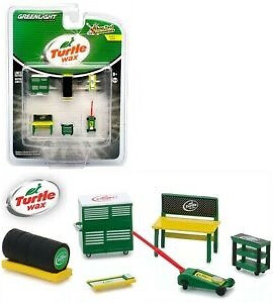 MODELO ESCALA 1/64 "TURTLE WAX" SHOP TOOL ACCESSORIES 6 PIECE SET BY GREENLIGHT - FIGURAS