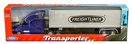 MODELO ESCALA 1: 32 W/B. Super Hauler. Freightliner Columbia Container en AZUL Y ROJO - TRAILER CON CABEZAL COMPLETO