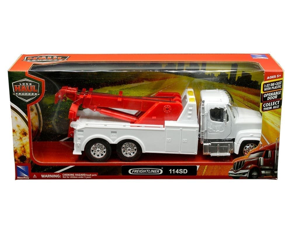 New Ray 1:32 Utility Freightliner 114SD Tow Truck White – Long Haul Truckers GRUA