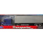 MODELO ESCALA 1: 32 W/B. Super Hauler. Freightliner Columbia Container en AZUL Y ROJO - TRAILER CON CABEZAL COMPLETO