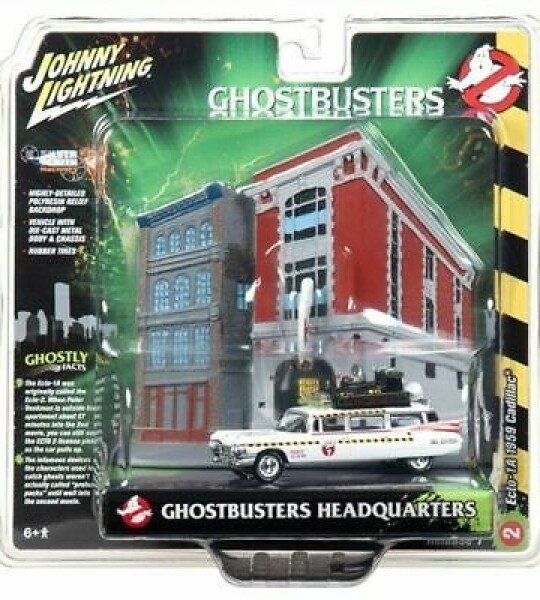 MODELO ESCALA 1/64 CON Diorama 3D Cadillac 1959 W/ Firehouse Ghostbuster