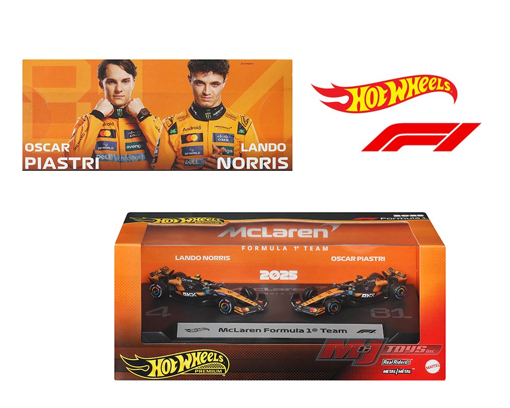 Hot Wheels 1:64 F1 2-Pack 2025 Racing Premium Team McLaren Oscar Piastri #81 / Lando Norris #4