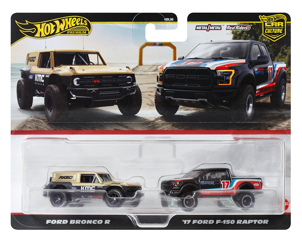 Hot Wheels 1:64 Car Culture Premium 2 pack Ford Bronco R & Ford F-150 Raptor