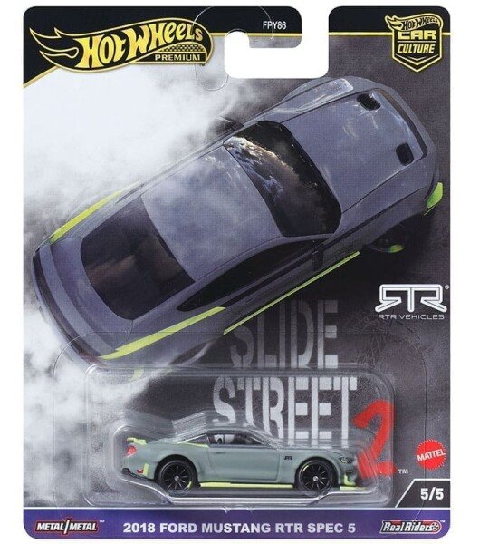 Hot Wheels 1:64 Car Culture Premium – 2018 Ford Mustang RTR Spec 5 – Slide Street - PRECIOS ESPECIALES