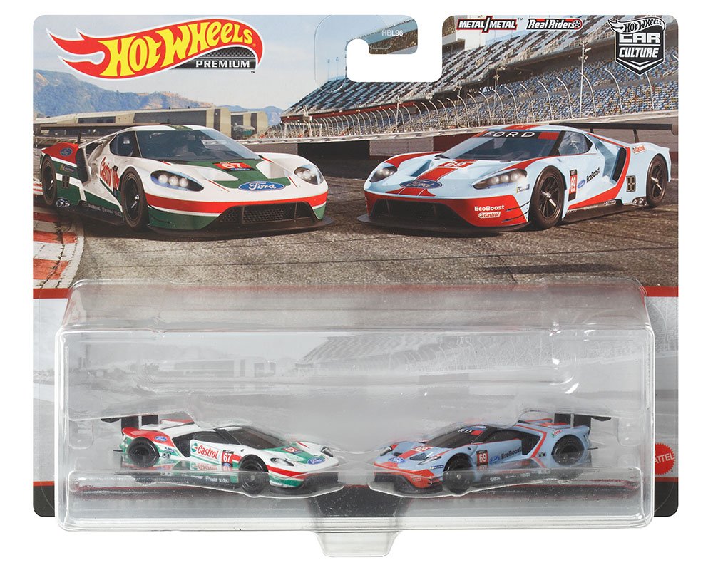 Hot Wheels 1:64 Car Culture 2 Pack 2016 Ford GT Racing - 2 carros PREMIUM en blister