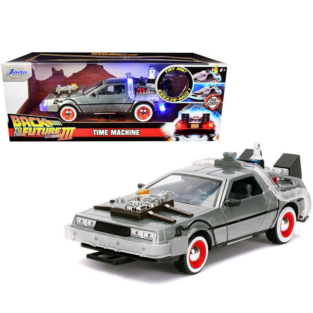 MODELO ESCALA 1:24 DELOREAN Hollywood Rides Back To The Future Time Machine Part III Silver (delorean regreso al futuro)