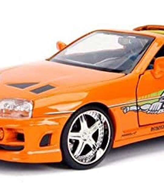 MODELO ESCALA 1:24 Hollywood Ride - The Fast & Furious - Toyota Supra W/ Brian O'Cornner Orange CON FIGURA