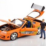 MODELO ESCALA 1:24 Hollywood Ride - The Fast & Furious - Toyota Supra W/ Brian O'Cornner Orange CON FIGURA