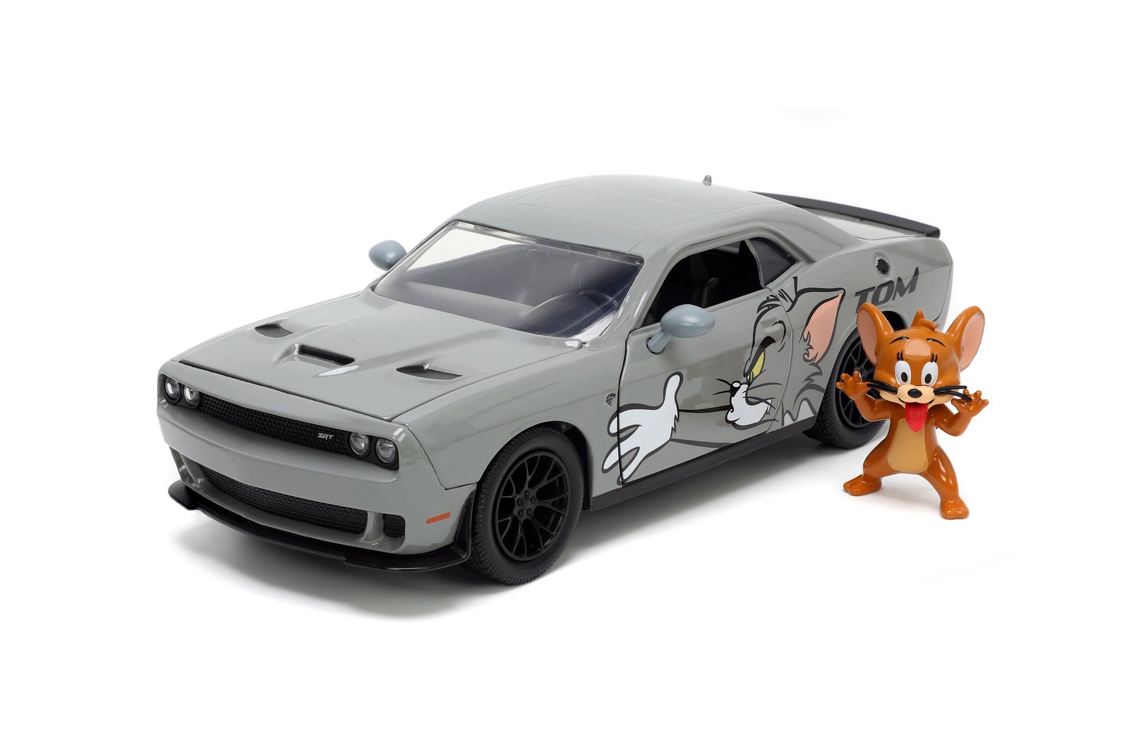 MODELO ESCALA 1:24 2015 Dodge Challenger Hellcat with Jerry – Tom & Jerry – Hollywood Rides CON FIGURA DE JERRY