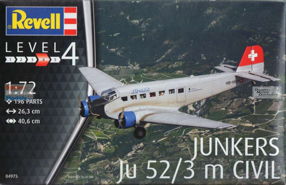 MODELO ESCALA 1:72 Revell Germany Junkers Ju52/3m Civil