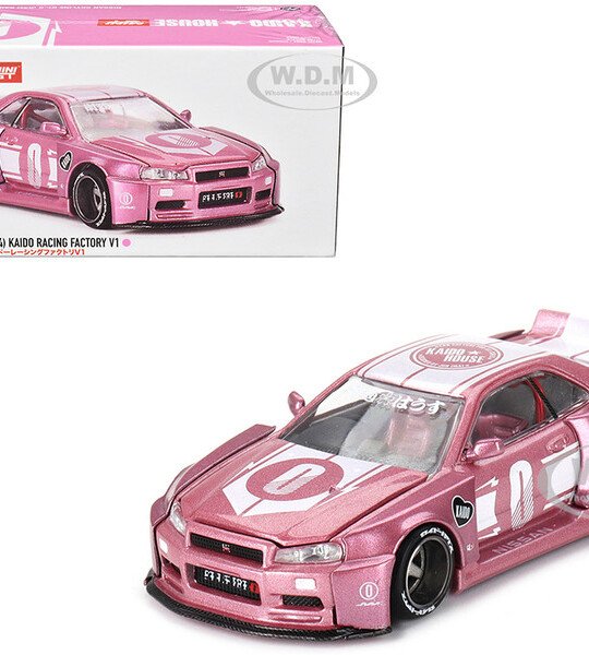 Nissan Skyline GT-R (R34) "KAIDO RACING FACTORY V1" RHD (Right Hand Drive) #0 Pink Metallic (Designed by Jun Imai) "Kaid