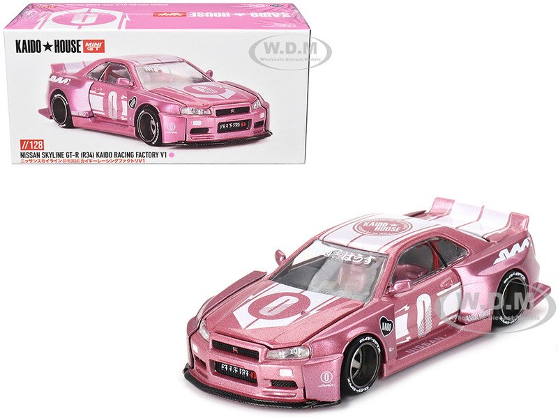 Nissan Skyline GT-R (R34) "KAIDO RACING FACTORY V1" RHD (Right Hand Drive) #0 Pink Metallic (Designed by Jun Imai) "Kaid