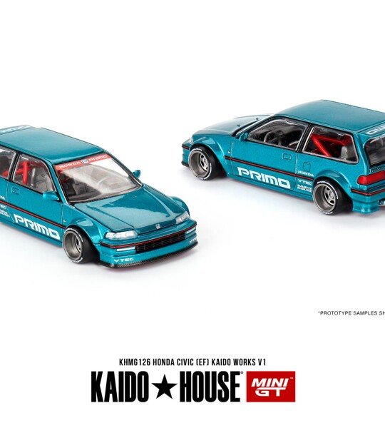 Honda Civic (EF) Kaido Works V1 Blue Metallic (Designed by Jun Imai) "Kaido House" Special 1/64 Diecast Model Car by Mini GT