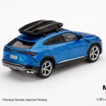 MODELO ESCALA 1:64 MiJo Exclusives Lamborghini Urus Blu Eleos w/ Roof Box LHD