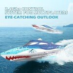 DEERC HJ812 High Speed Remote Control Boat, Shark Painting - LANCHA RADIO CONTROL