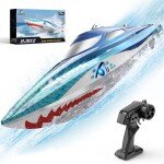 DEERC HJ812 High Speed Remote Control Boat, Shark Painting - LANCHA RADIO CONTROL