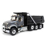 MODELO ESCALA 1/34 VOLQUETA GRIS METALICO / NEGRO MACK Granite MP Dump Truck By First Gear - CAMION VOLTEO