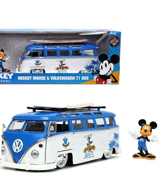 MODELO ESCALA 1:24 1962 Volkswagen Bus with Mickey Figure – Disney Mickey Mouse and Friends