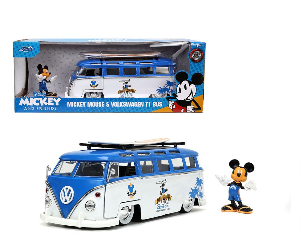 MODELO ESCALA 1:24 1962 Volkswagen Bus with Mickey Figure – Disney Mickey Mouse and Friends