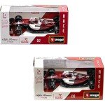 Bburago 1:43 Alfa Romeo 2022 F1 Team Bahrain GP Assortment #77 Valtteri Bottas / #24 Zhou Guanyu – Race F1